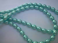 Glass Pearls Oval Shiny 7mm x 9mm